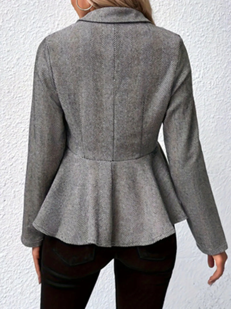 Plus Size Casual Coat Plus Chevron Print Long Sleeve