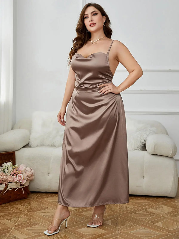 Plus Size Criss Cross Backless Side Split Party