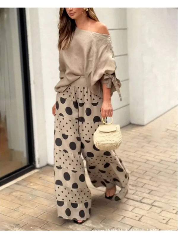 Spring Casual Print Two-piece Suit Elegant