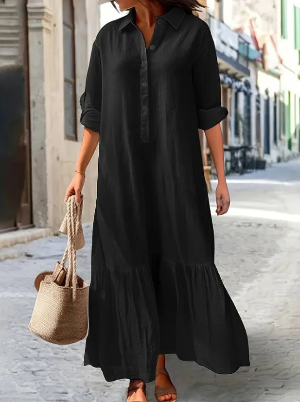 Plus Size Dress Office Lady Spring  Elegant Solid