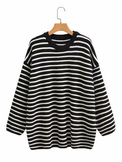 Plus Size Sweater Roomy Mid-Length Crew Neck