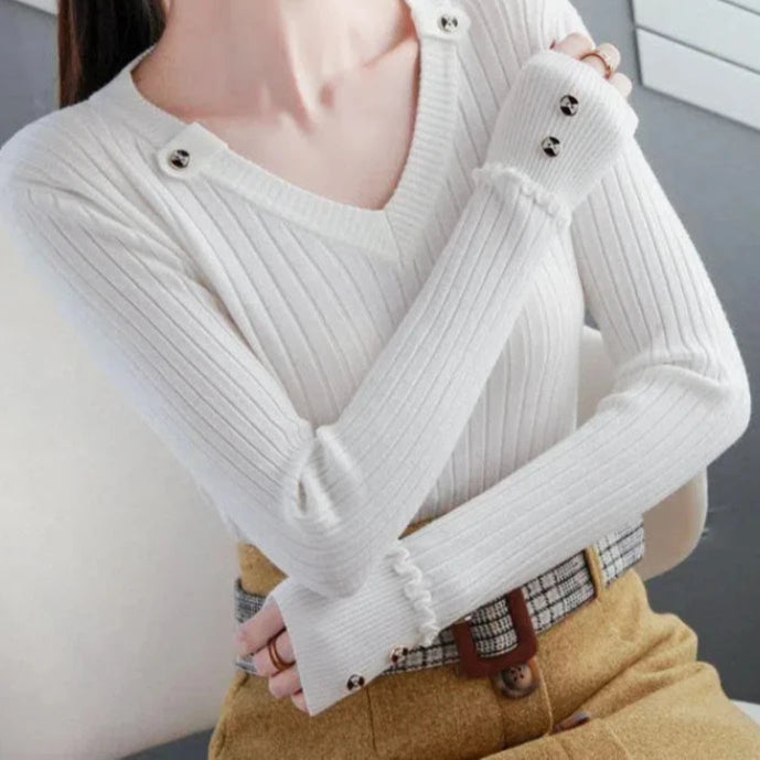Slim-Fit Knit Long Sleeve Tops
