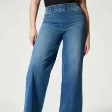 Sided Elastic Knitted Loose Stretch Jeans - Additional View 5