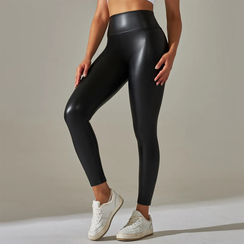 Leggings, High Waisted Tight and Sexy PU Leather Pants