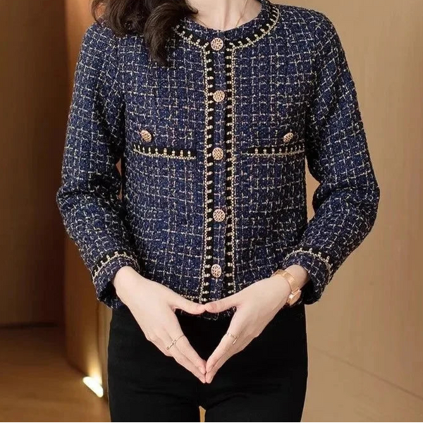Small Fragrance Tweed Jacket Plaid Outwear