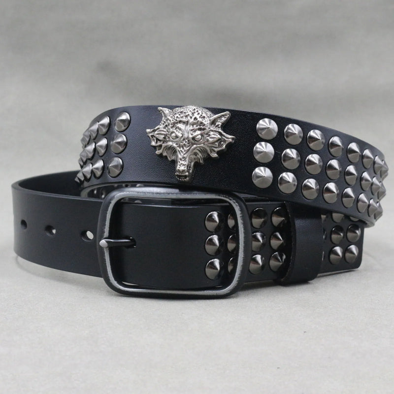Nice Rivet Genuine Leather Belt Goth Style