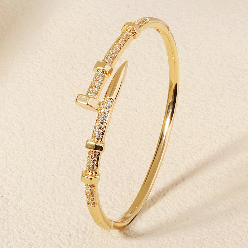 Female Brand Nail Trendy Bracelet Zircon Screw