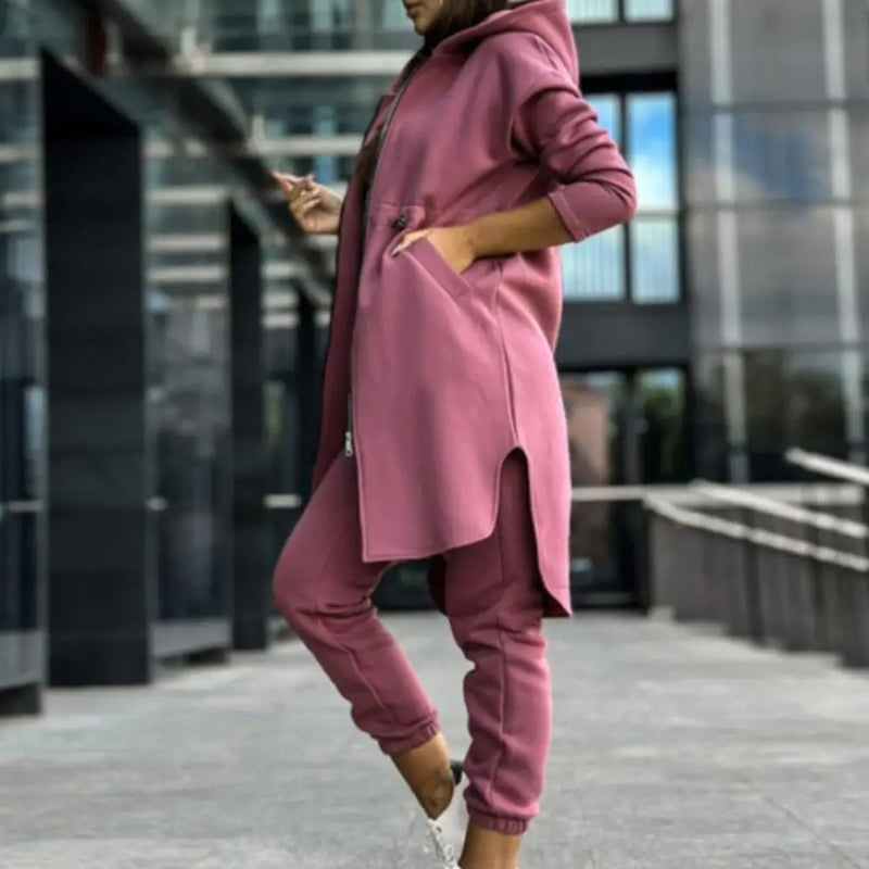 Pants Set Tracksuit Zipper Hooded Coat