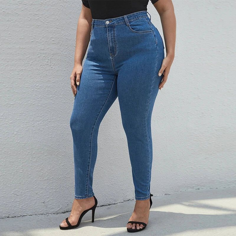 Plus Size Skinny Jeans High Waist Stretch