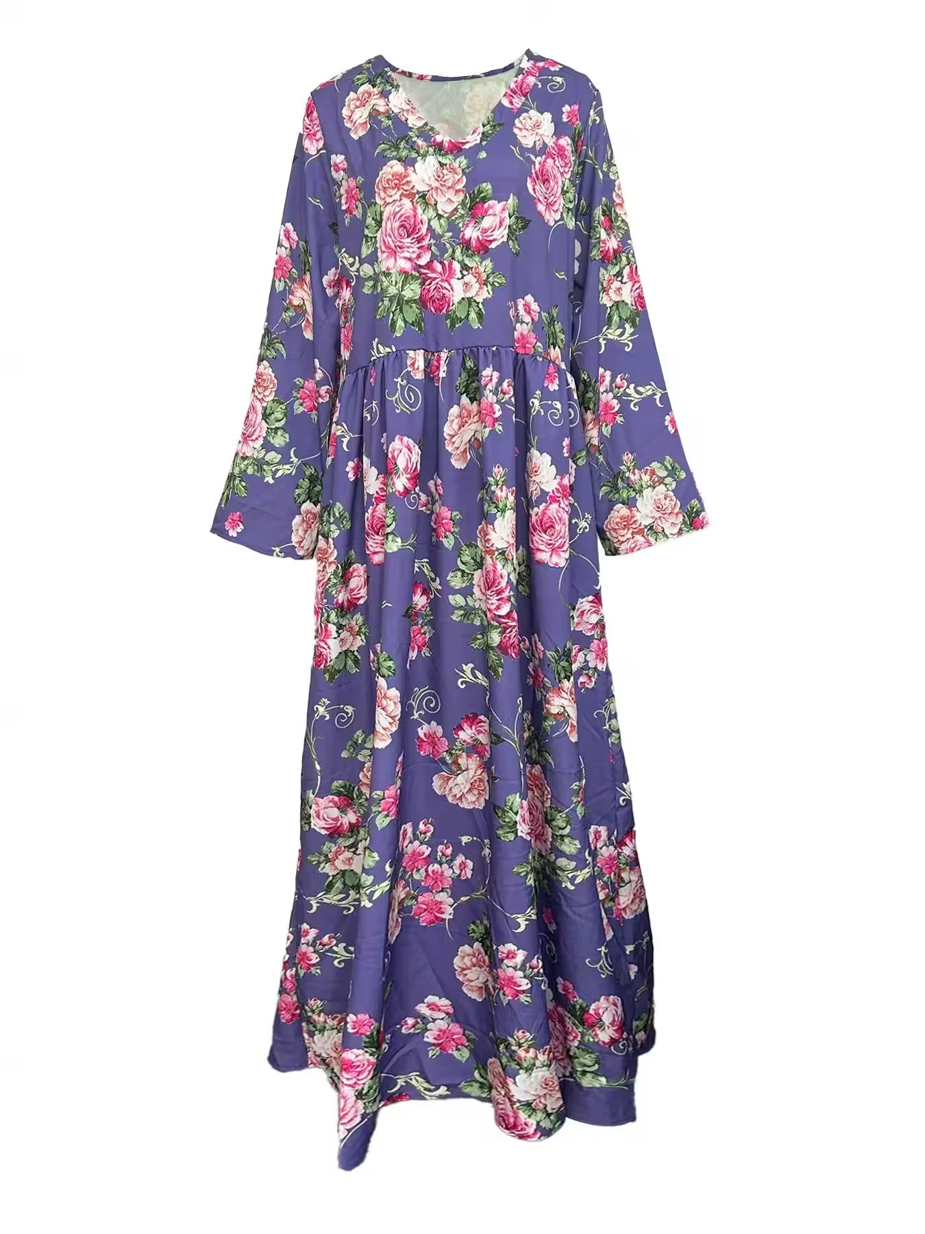 Plus size spring V-neck long sleeve dress - Additional View 3