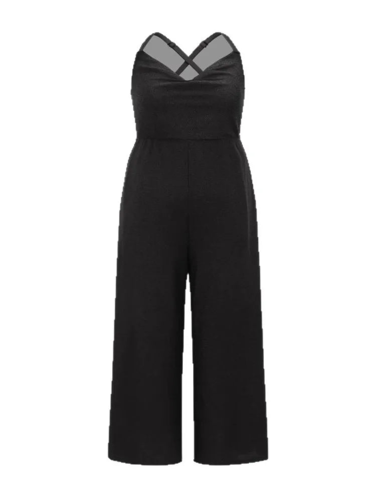 Plus Size Slip Jumpsuit Slim High Waist Fashion
