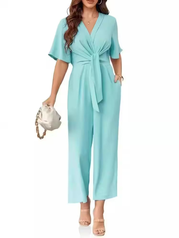 Jumpsuit Casual Solid Color Short Sleeved - Additional View 2
