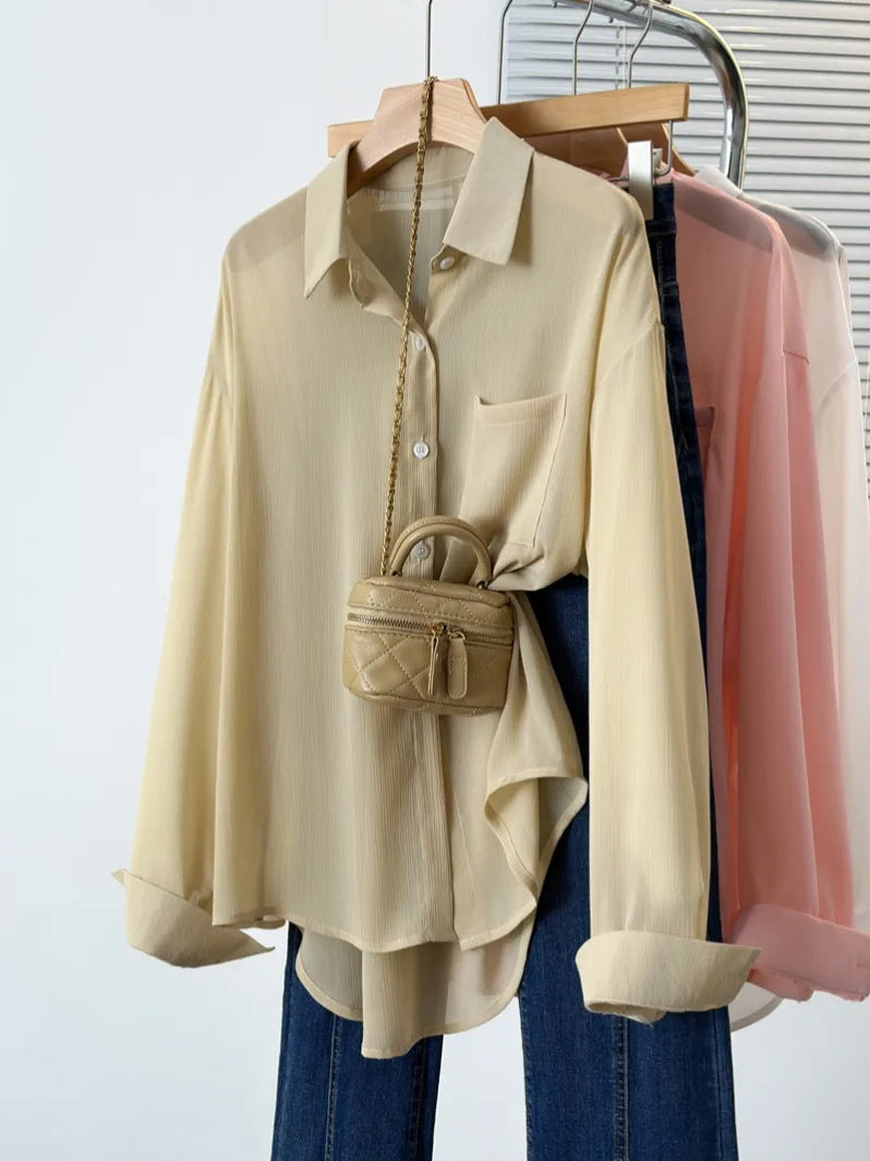 Plus Size Shirt Arrivals Long Sleeve Chiffon