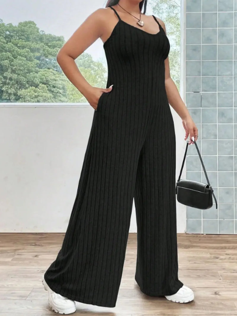 Plus Size Jumpsuitew Pit Strip Solid Colour  Sexy