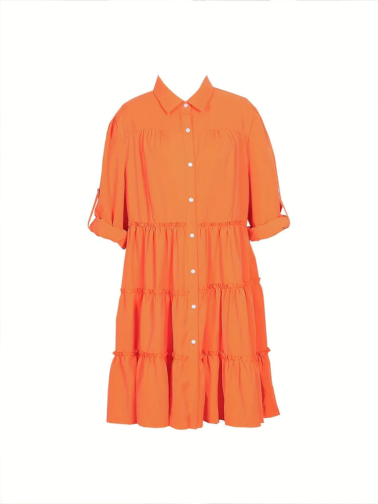 Plus Size Spring Loose Casual Button Dress