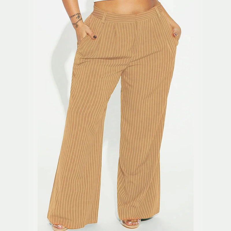 Ladies' plus sized spring loose straight leg casual pants