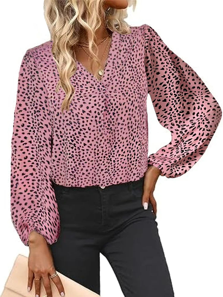 Plus Size V Neck Long Sleeve Casual Top