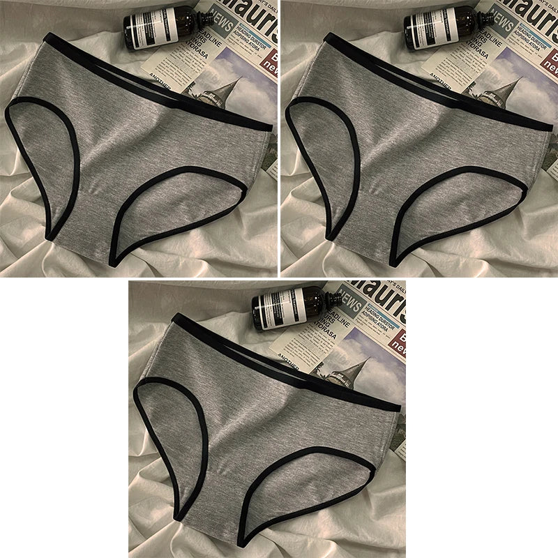 3pcs Sports Cool Style Minimalist Girls' Underwear Mid Waist