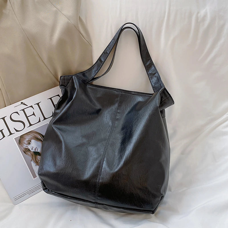 LEFTSIDE Fashion Big Leather Tote Bag