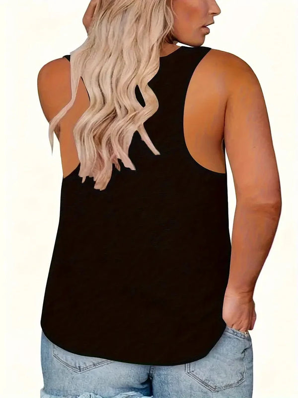 L-5XL Oversize Tank Tops Sequins Sleeveless Loose