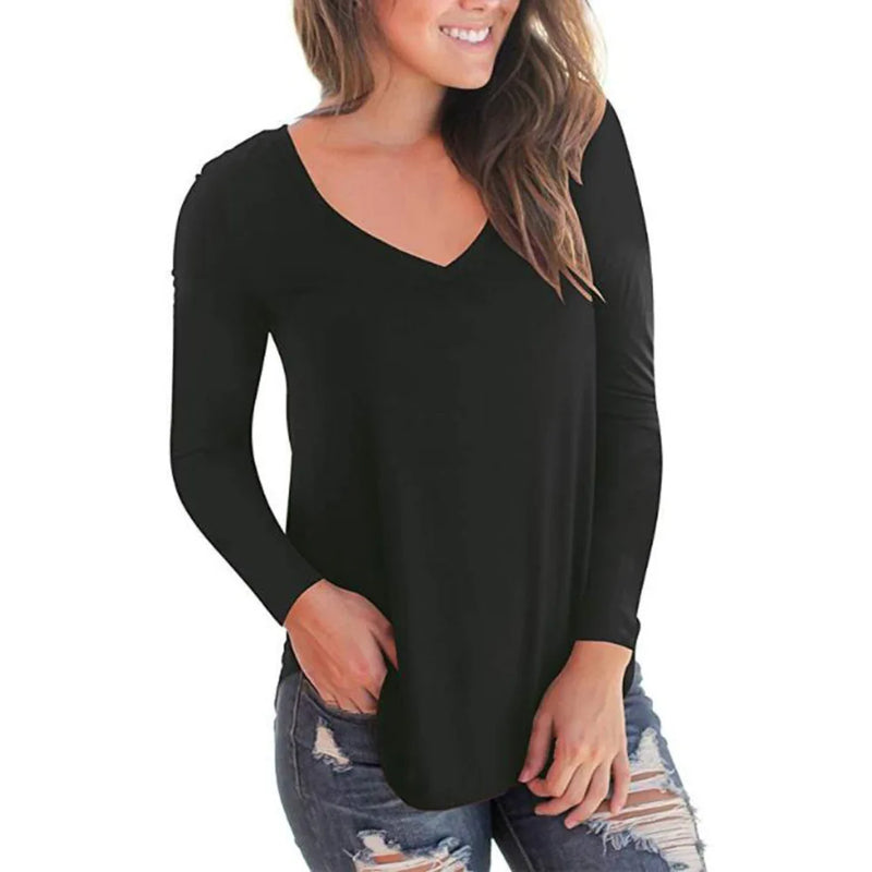 The New V-collar Long-Sleeved T-shirt