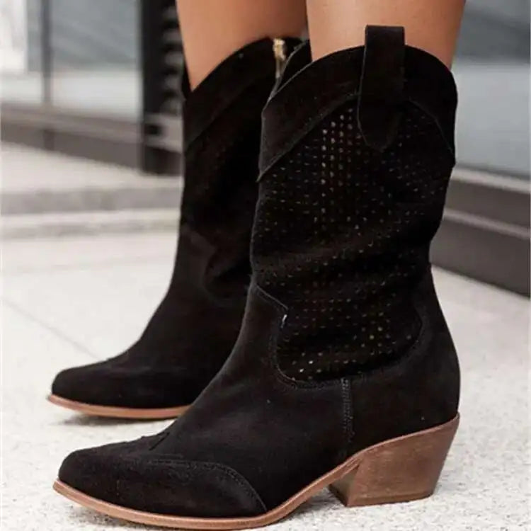 Mid-Calf Cowgirl Boots Casual Shoes