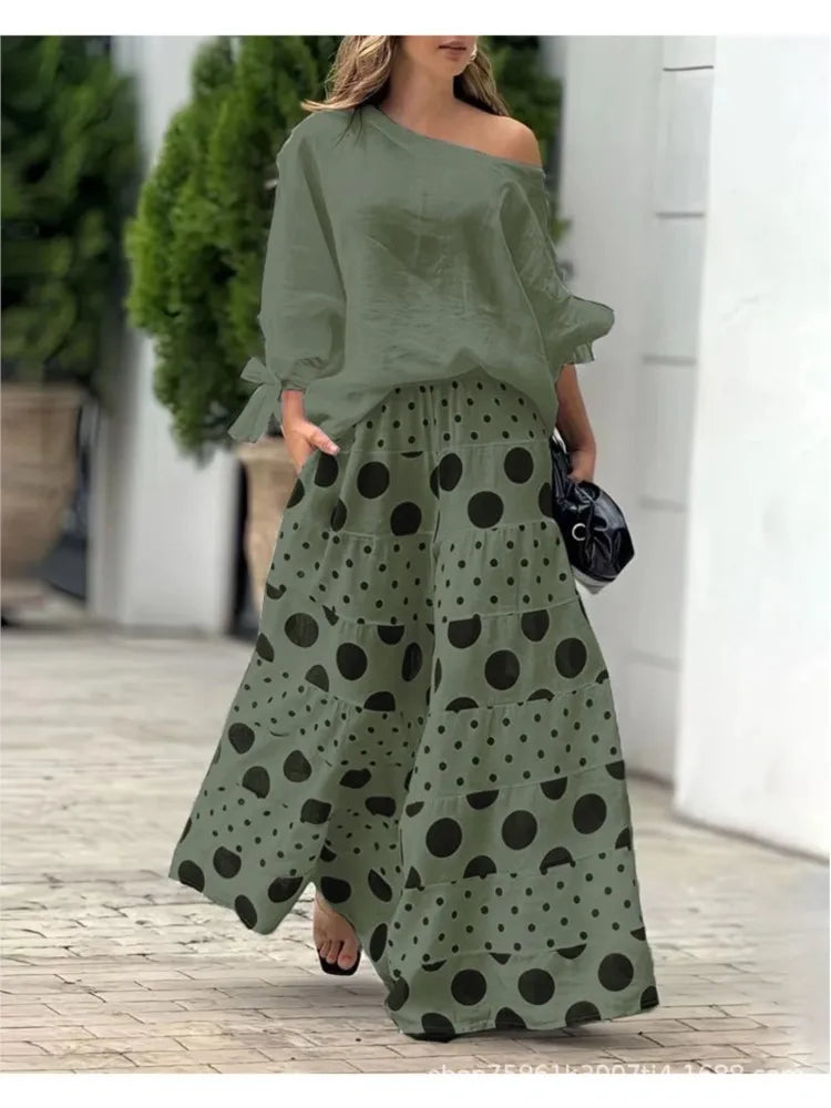 Spring Casual Print Two-piece Suit Elegant