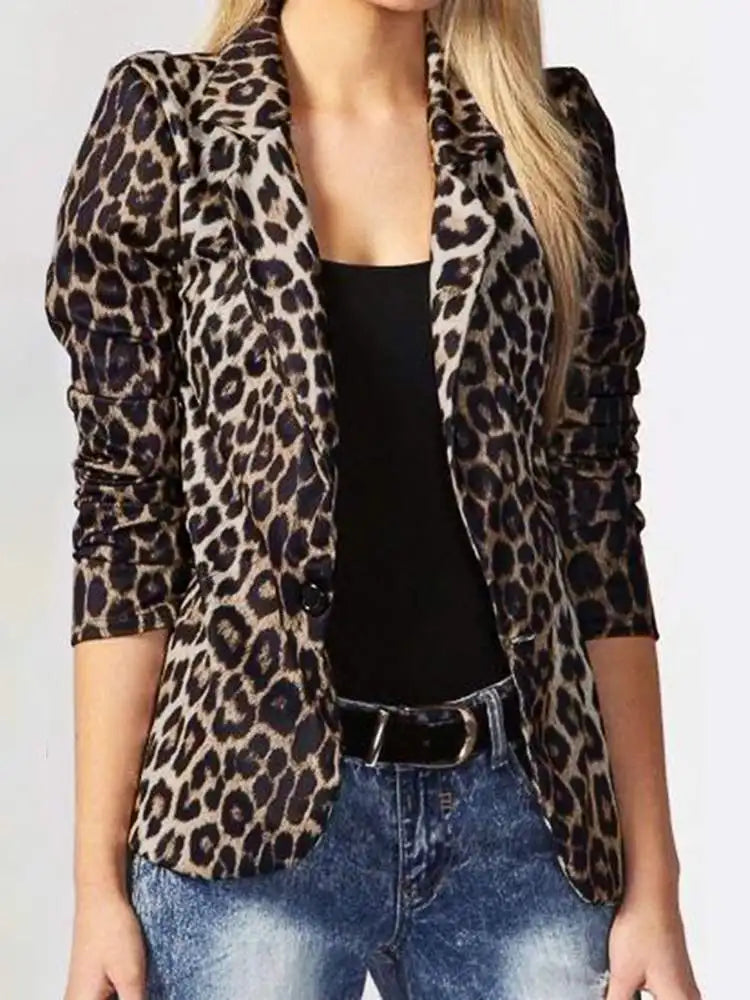 Fashion Leopard Printed Vintage Blazer