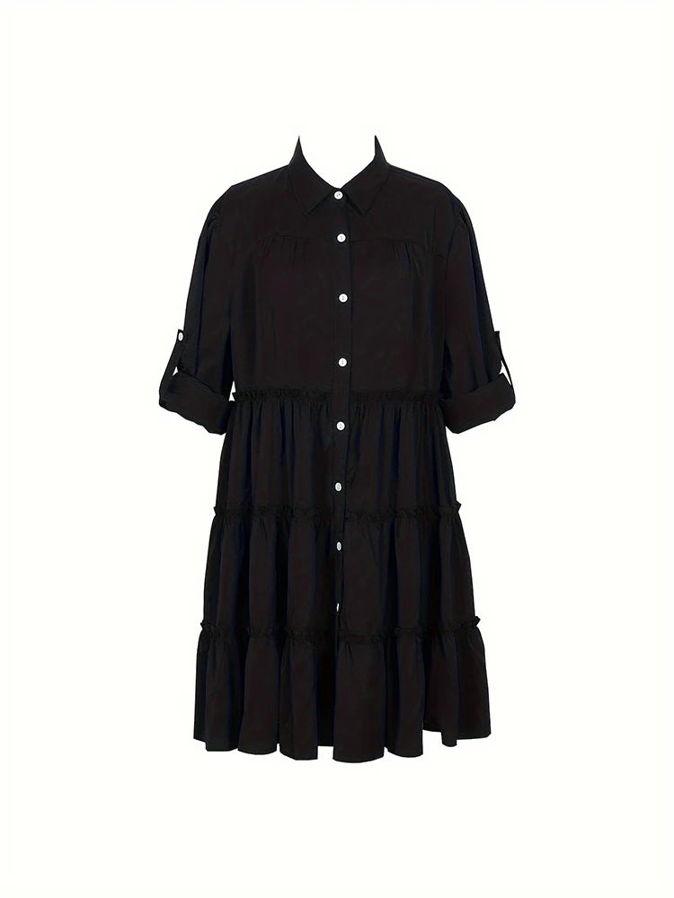 Plus Size Spring Loose Casual Button Dress