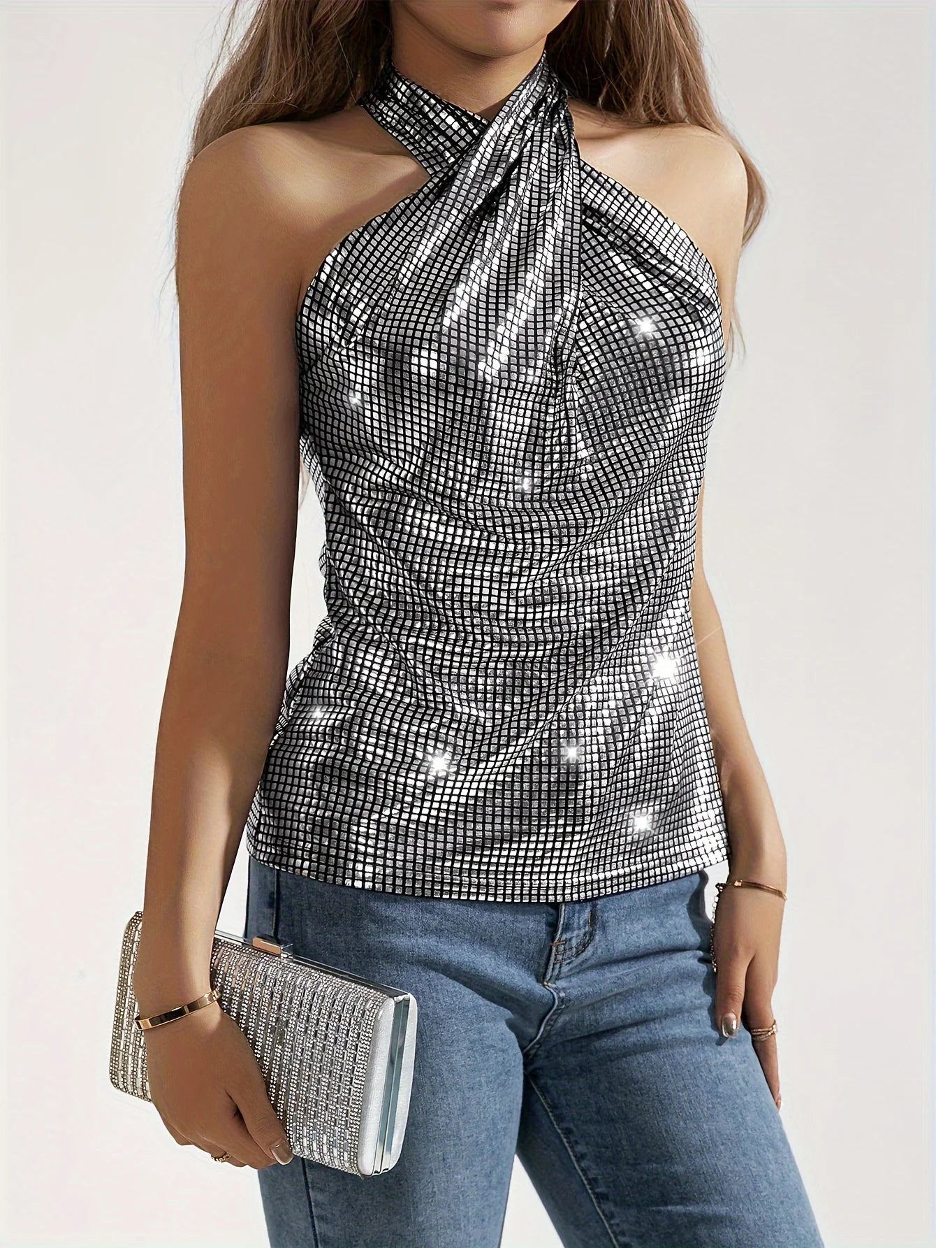 Tops - Tops metallic glitter summer for Women