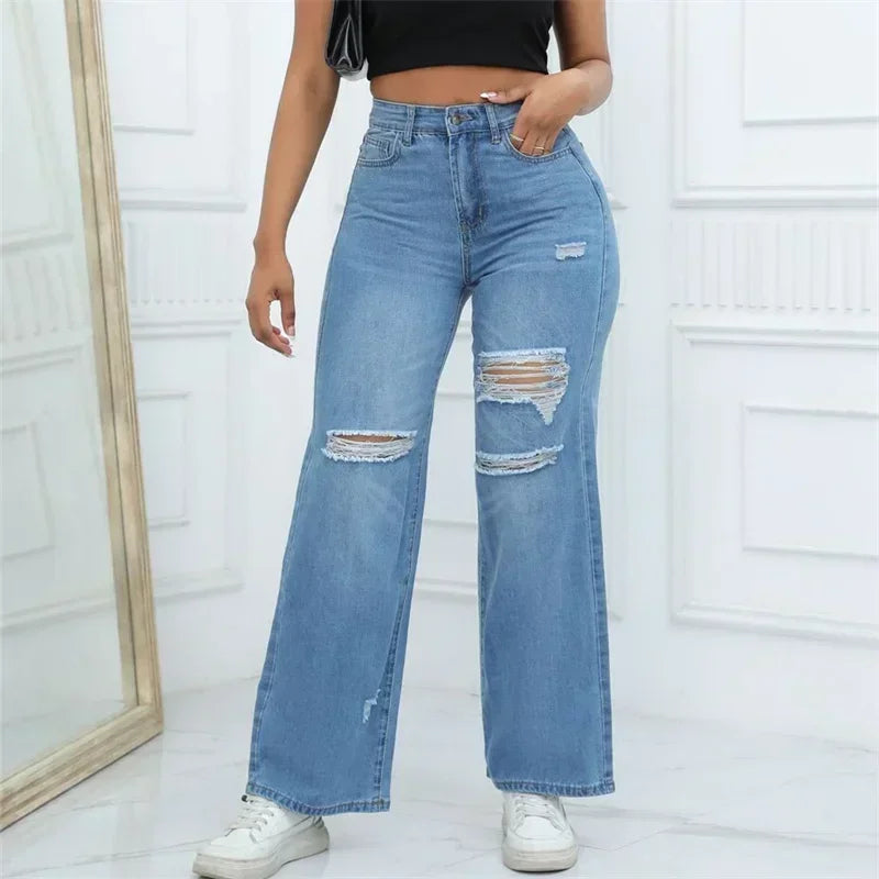 Straight Jeans Wide Leg Denim Pants
