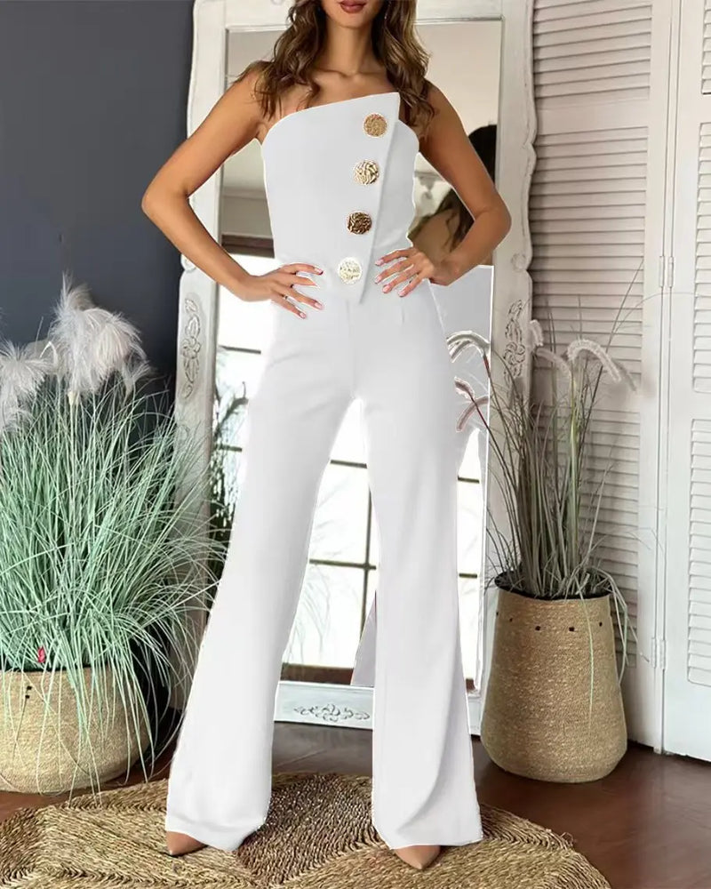 Sexy Asymmetrical Bandeau Strapless Jumpsuits