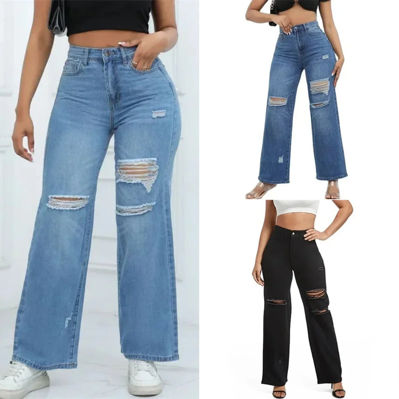 Straight Jeans Wide Leg Denim Pants