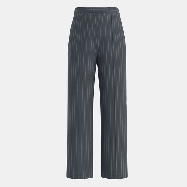 Pants Retro French Striped Waist Straight Casual
