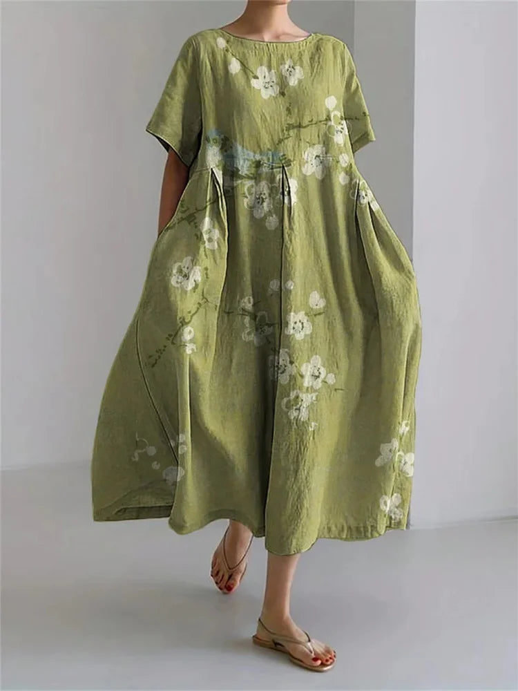Plus Size Fresh Flower 3D Printed Round Dress S-5XL