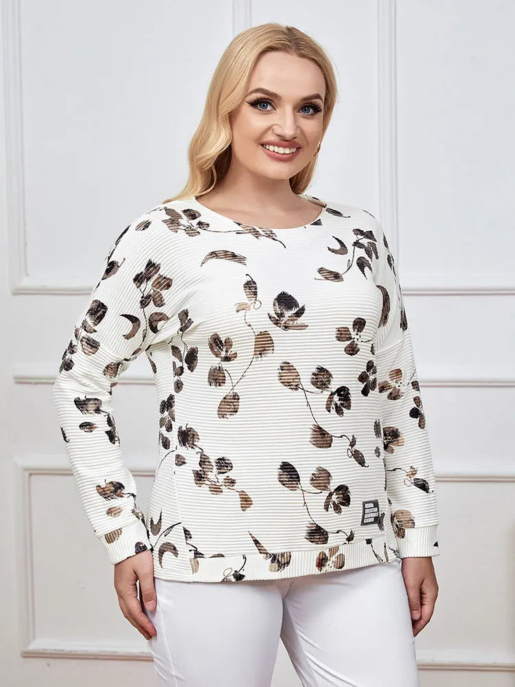 Plus size woven round neck shirt