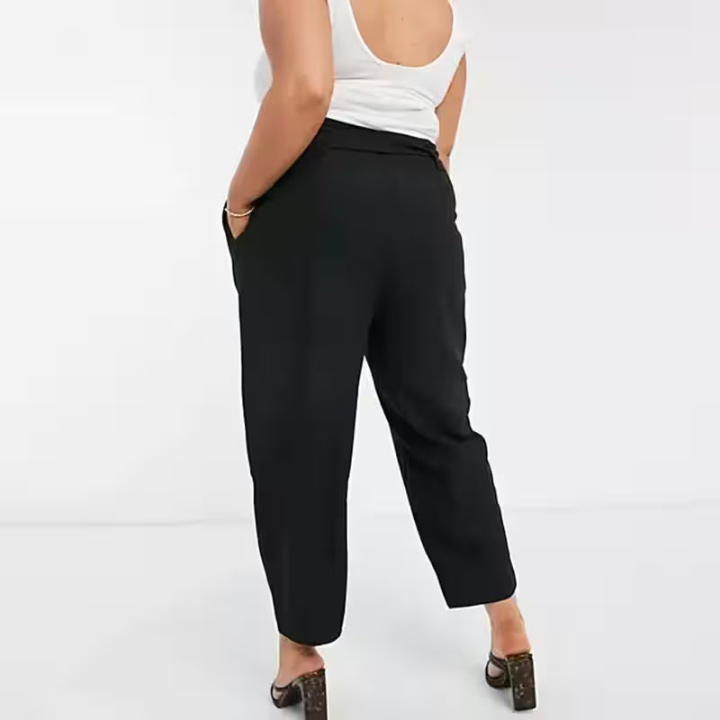 Plus Size Tie Waist Elegant Work Tailored Pants - Additional View 2