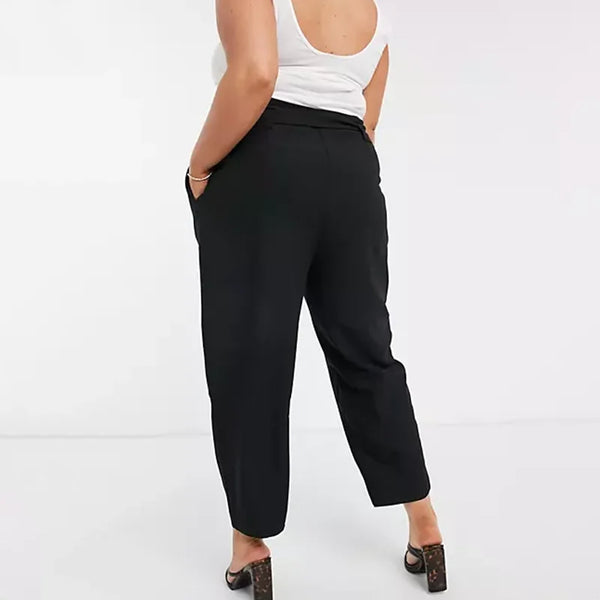 Plus Size Tie Waist Elegant Work Tailored Pants