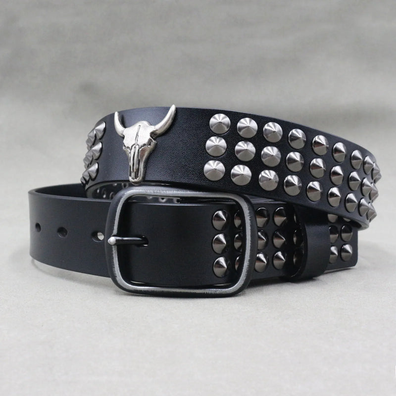 Nice Rivet Genuine Leather Belt Goth Style