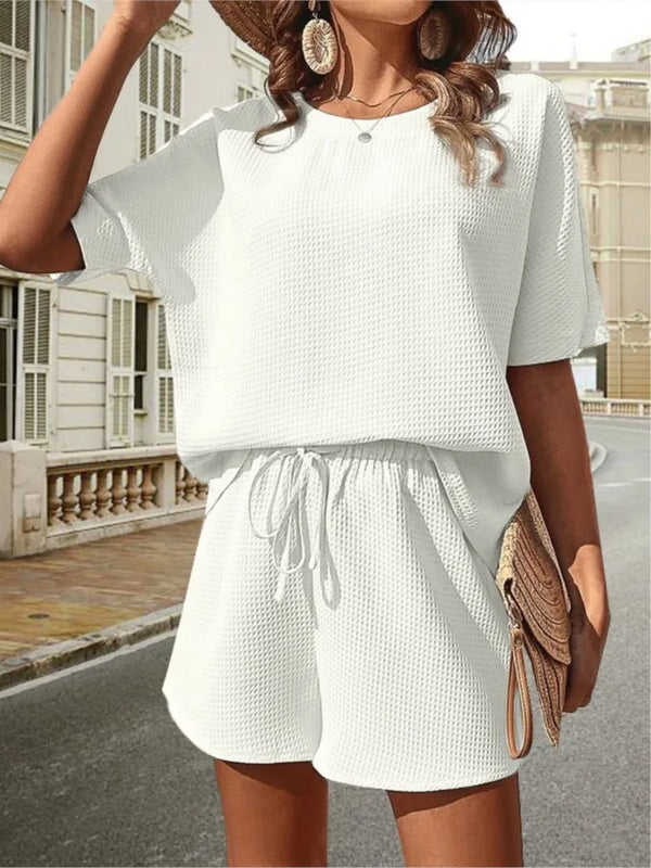2 Piece Sets Outfit Solid Color Casual Loose Short