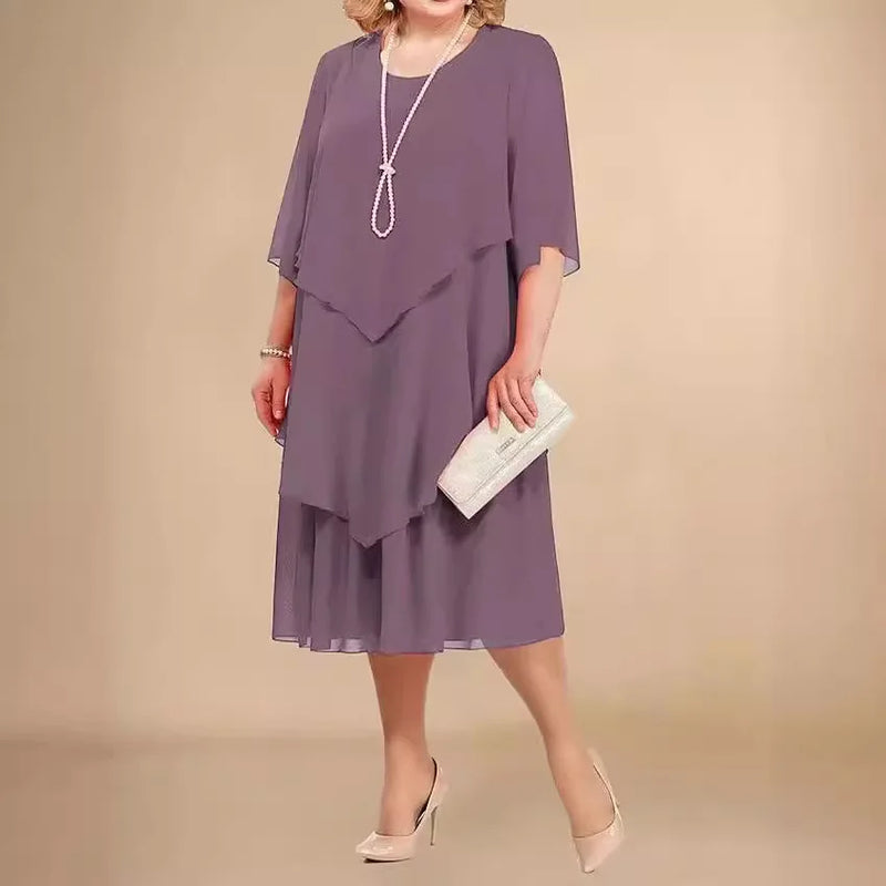 Plus Size Elegant Chiffon Dress Irregular