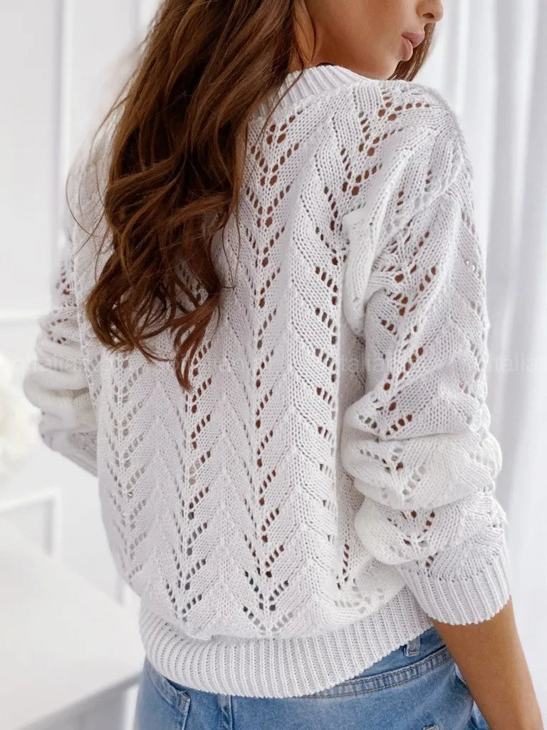 V-neck casual knitwear sweater