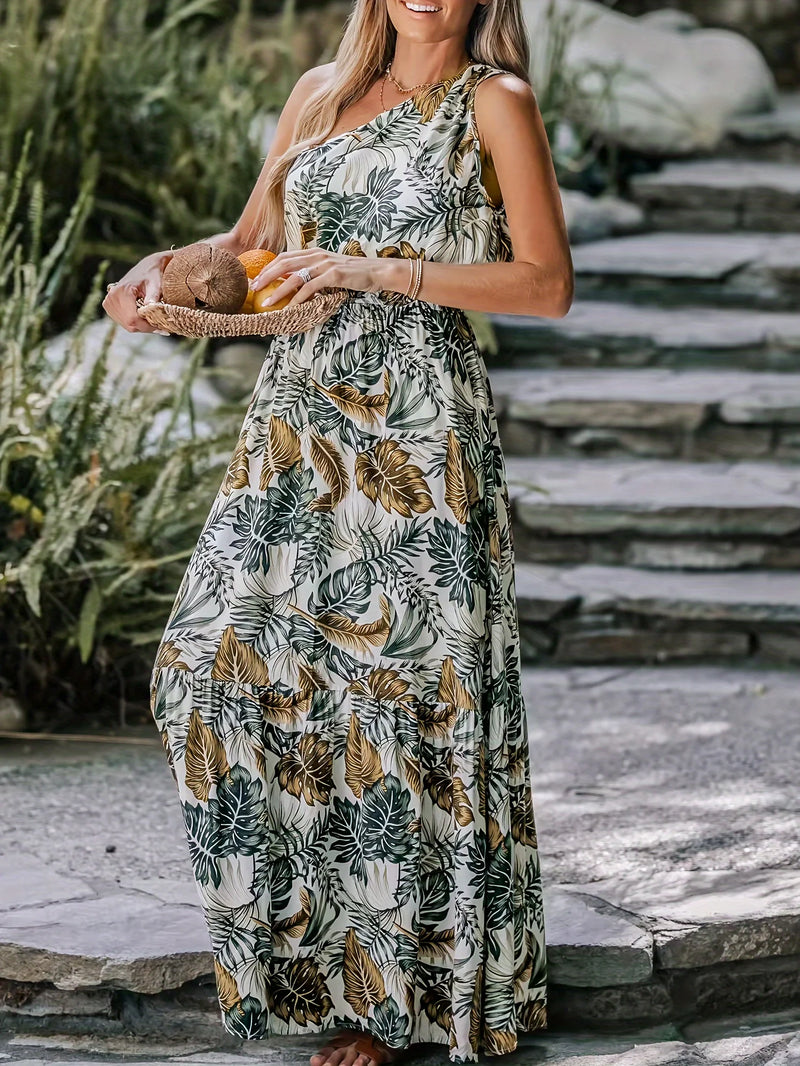 Plus size dress unique leaf print