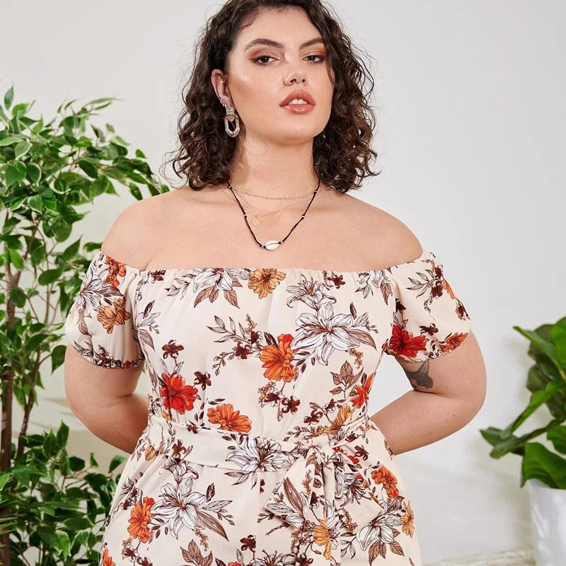 Plus Size Floral Print Elegant Jumpsuits