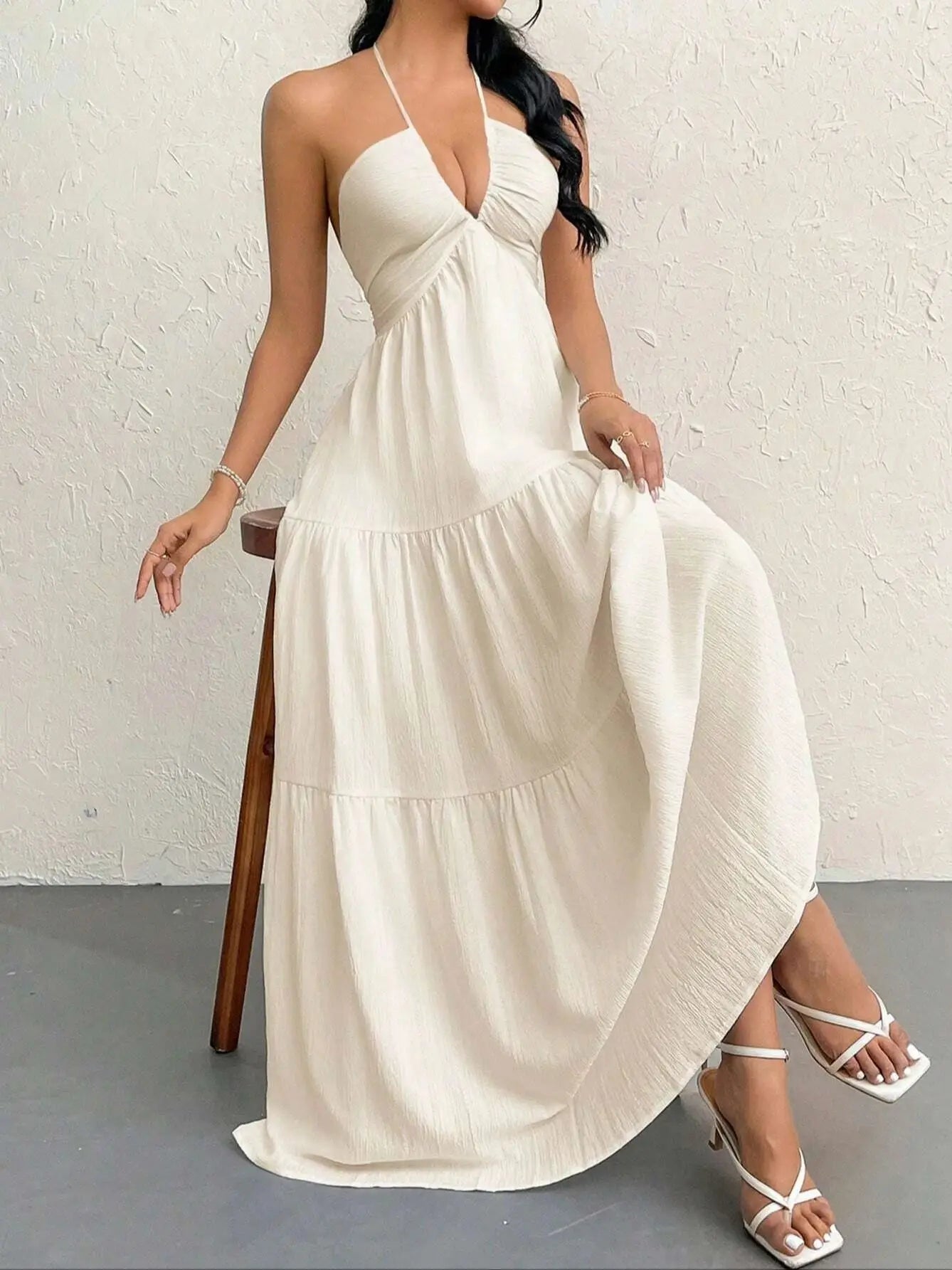 Boho Chiffon Halter Maxi Dress