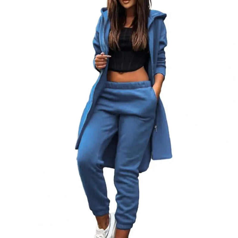 Pants Set Tracksuit Zipper Hooded Coat