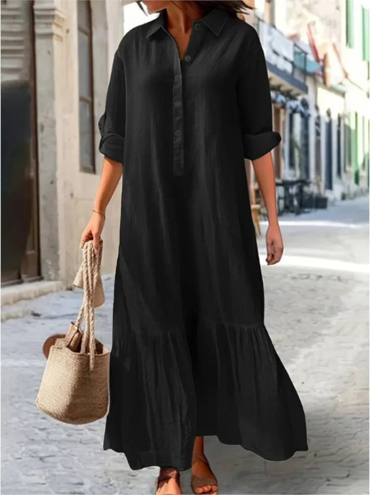Plus Size Dress Office Lady Spring  Elegant Solid