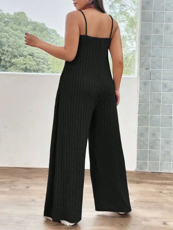 Plus Size Jumpsuitew Pit Strip Solid Colour  Sexy