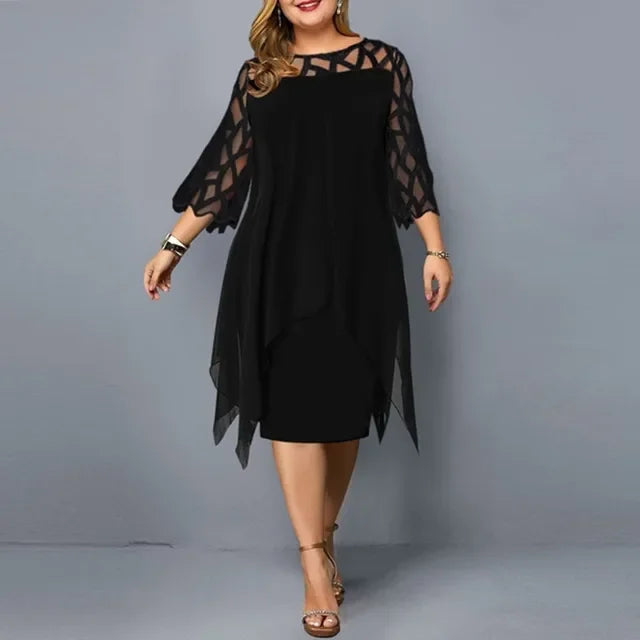 Plus Size Chiffon Dress Elegant Midi Party Dress