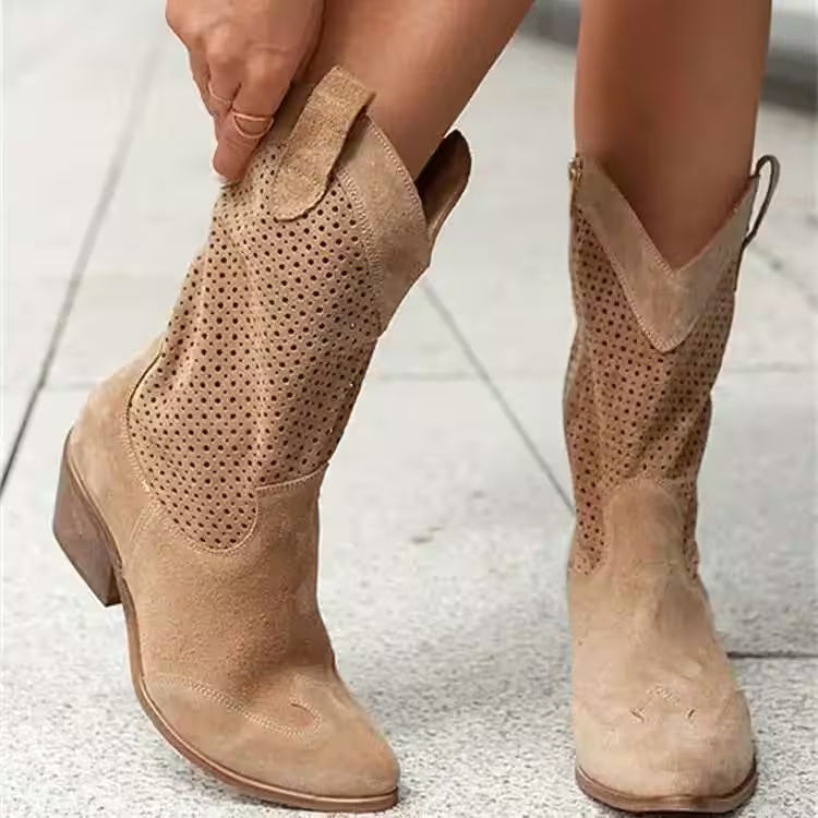 Mid-Calf Cowgirl Boots Casual Shoes - Additional View 4